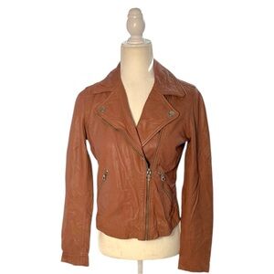 Madewell Washed Lamb Leather Moto Jacket Faded Mauve Pink Motorcycle Biker